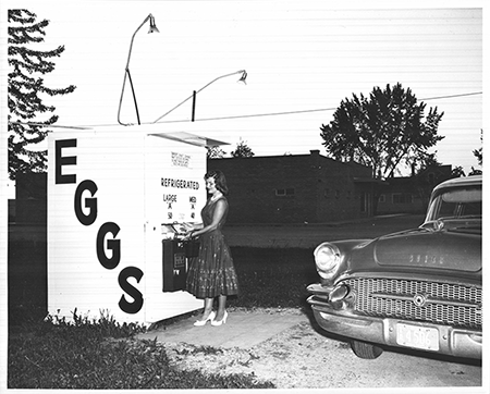 Smitchger farm dispensed eggs through this egg vending machine